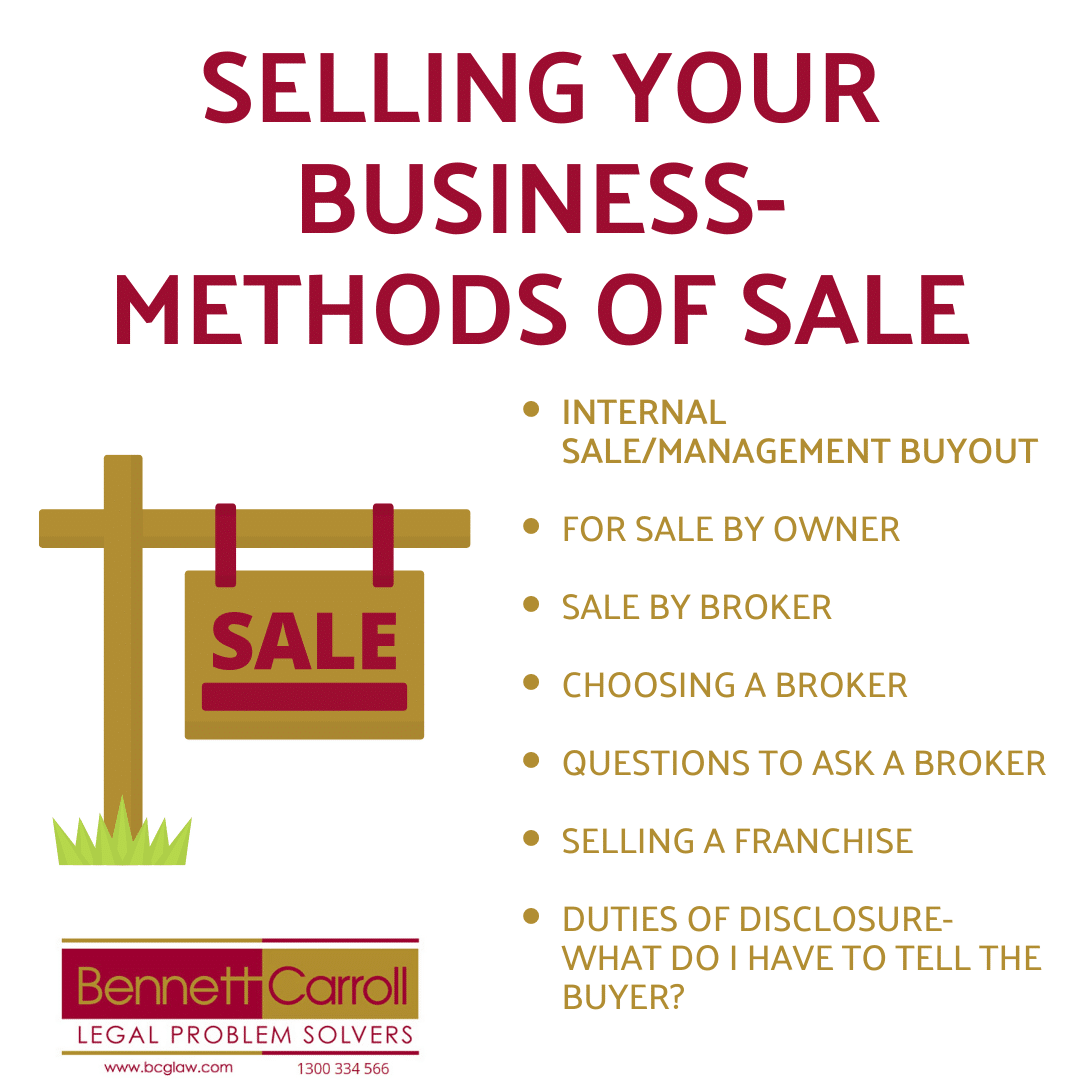 Selling Your Business- Methods of Sale - Commercial Legal Advice ...